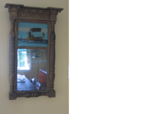 Two part federal reverse painted mirror