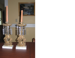 2 candlesticks from a girandole set